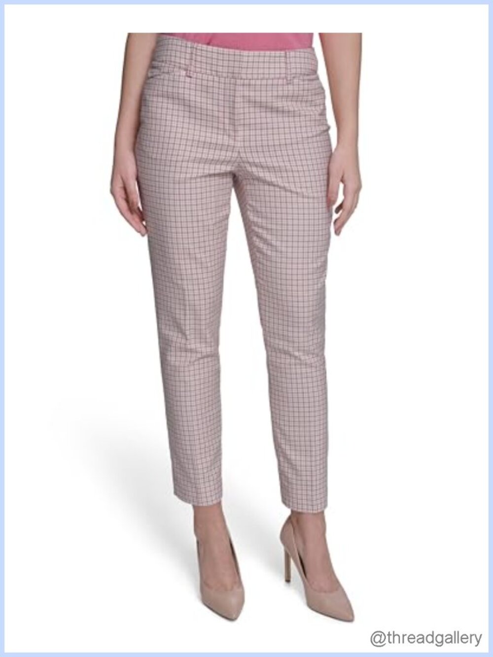 Mid Rise Ankle Trouser Suit Pants Flat Front Zipper